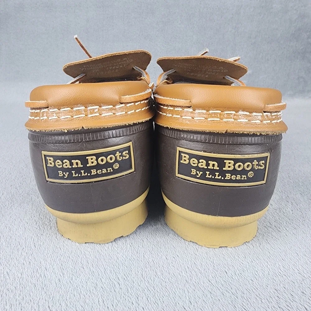 LL Bean Boots Mens 9M Rubber Moc Duck Shoes Brown Leather Low